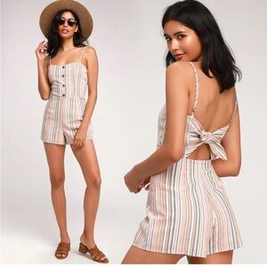 Brown and White Jumpsuit with Strapless Sweetheart Neckline